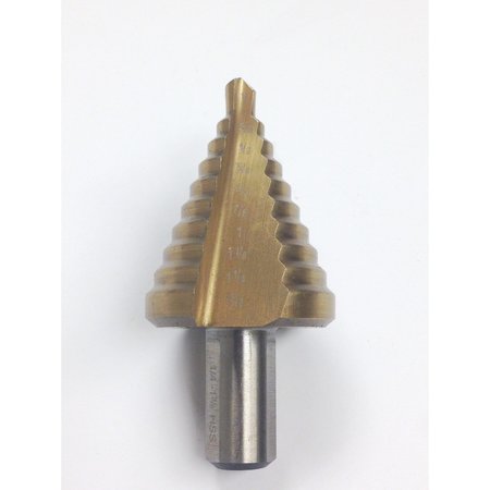 H & H INDUSTRIAL PRODUCTS 1/4-1-3/8" TiN Coated High Speed Steel Step Drill With 10 Steps 5000-0876
